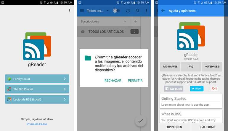 Instalar gReader desde el Play Store