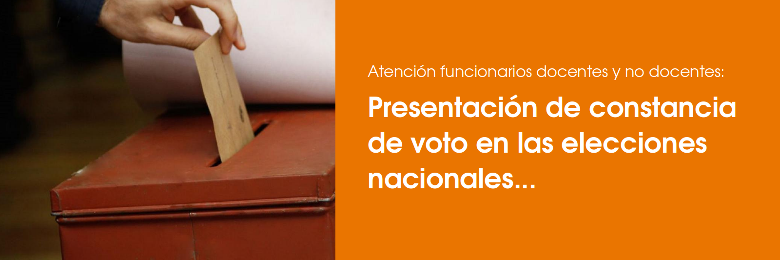 Presentación de constancia de voto en las elecciones nacionales