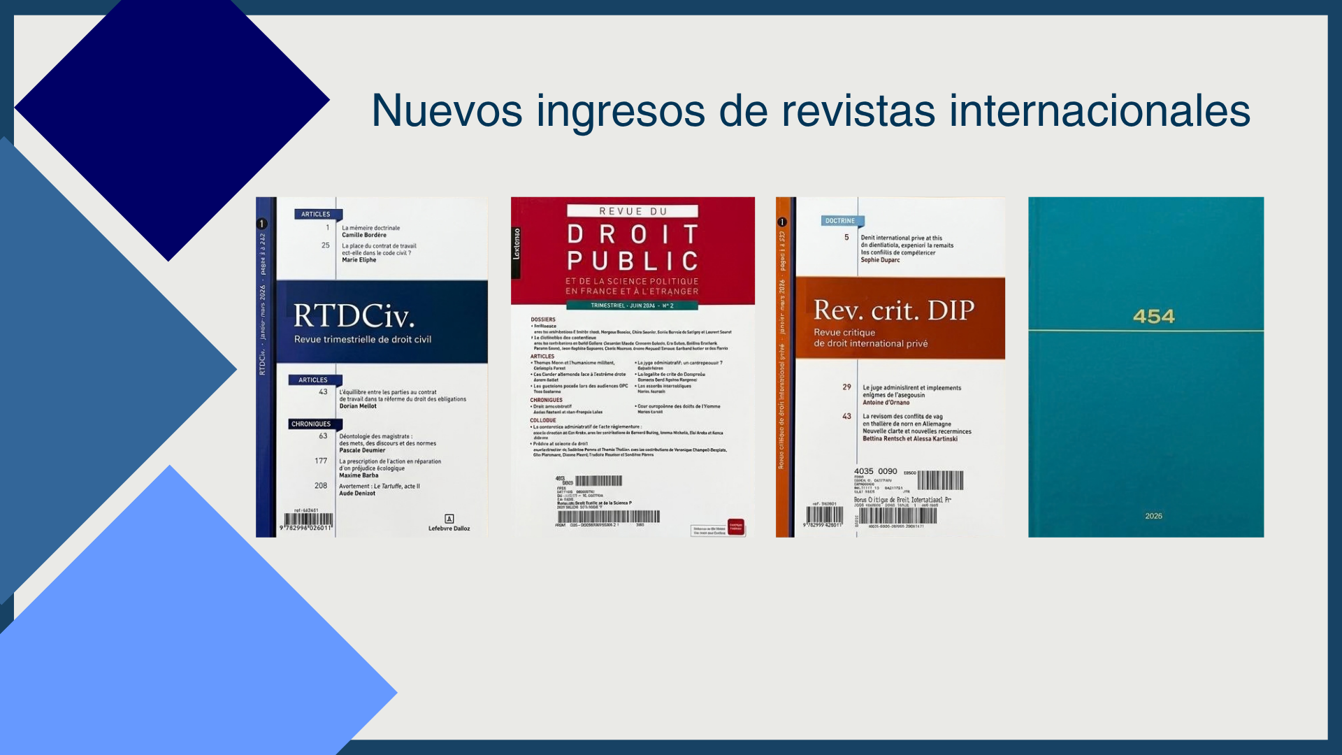 NUEVOS INGRESOS DE REVISTAS INTERNACIONALES