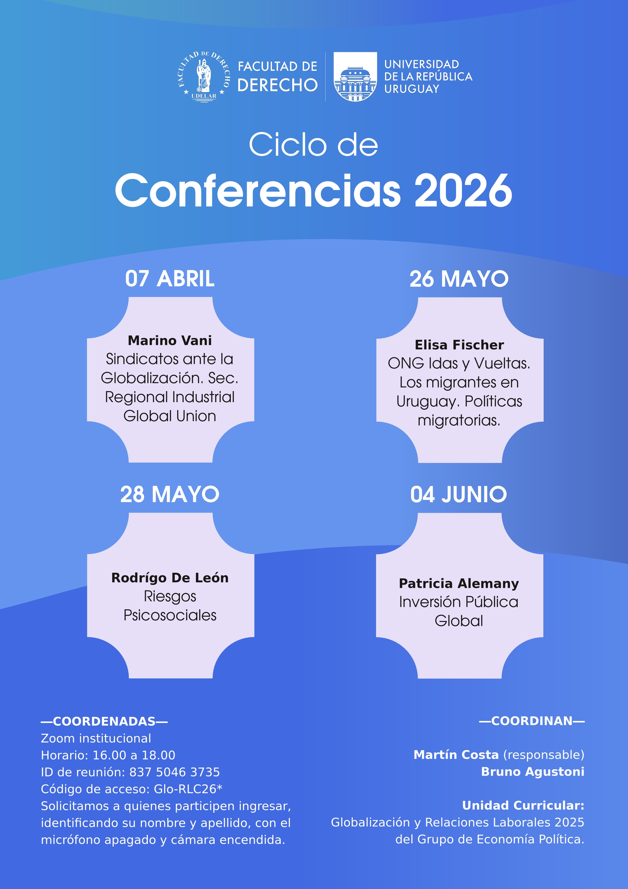 Afiche informando de las conferencias
