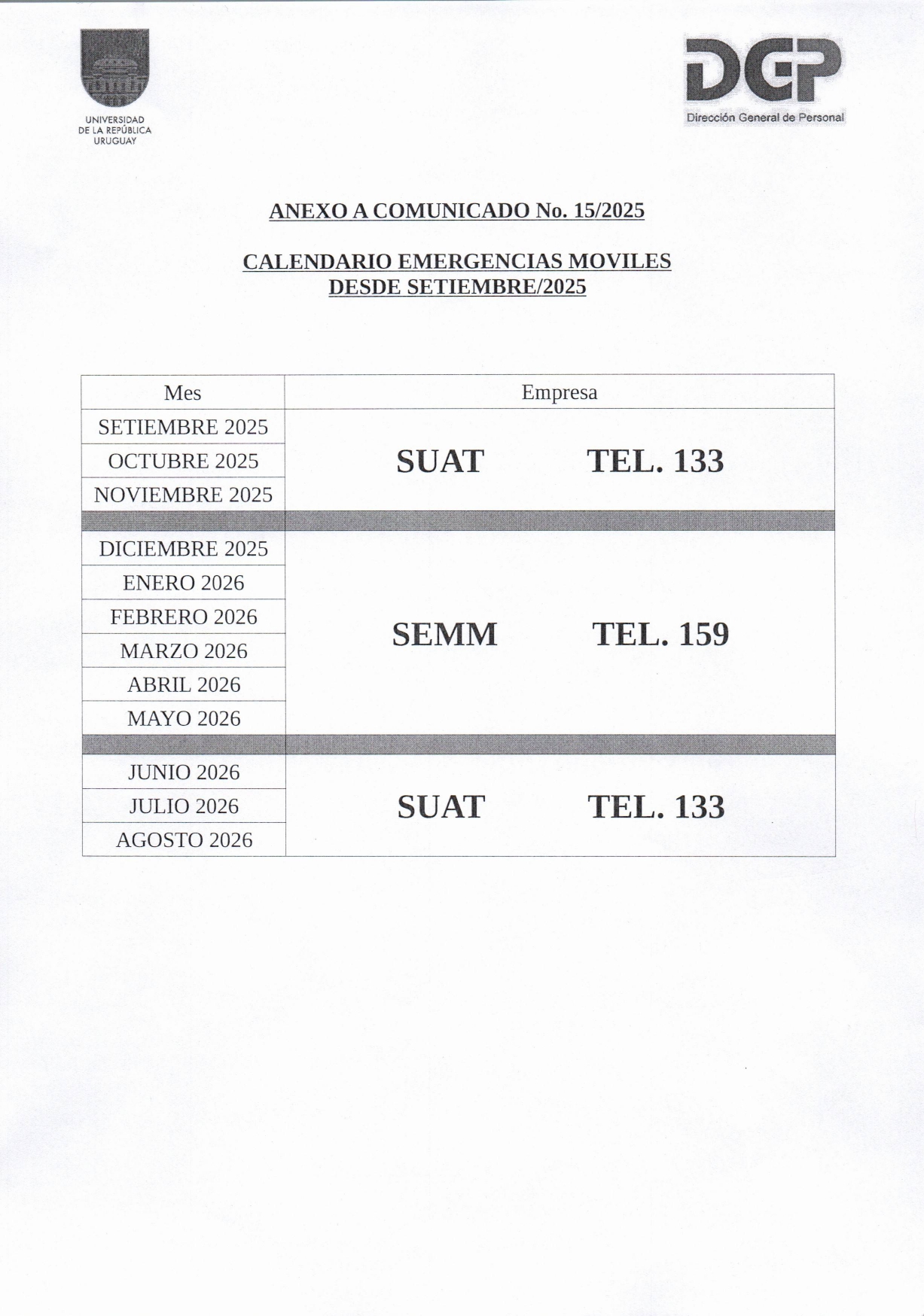 calendario emergencias