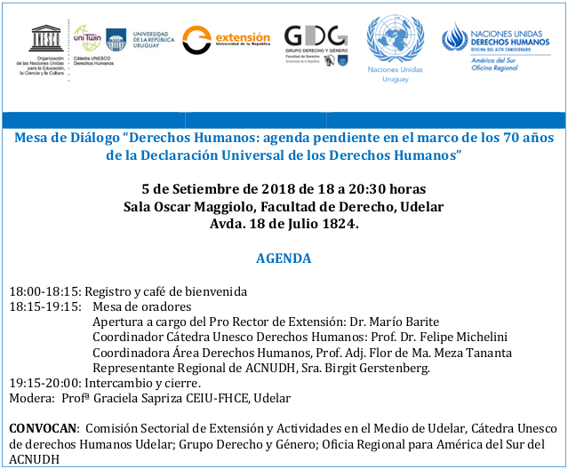 Mesa de Diálogo “Derechos Humanos: agenda pendiente en el marco de los 70 años de la Declaración Universal de los Derechos Humanos”