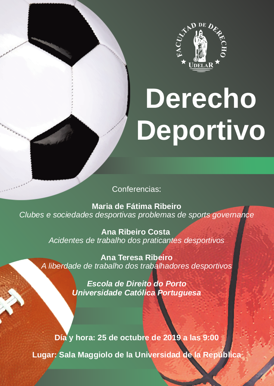 Derecho Depotivo, 25 de octubre a las 9:00 horas en la Sala Maggiolo de la Universidad.