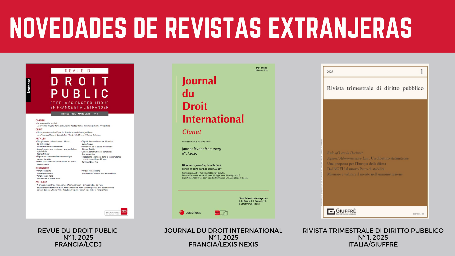 NOVEDADES DE REVISTAS EXTRANJERAS