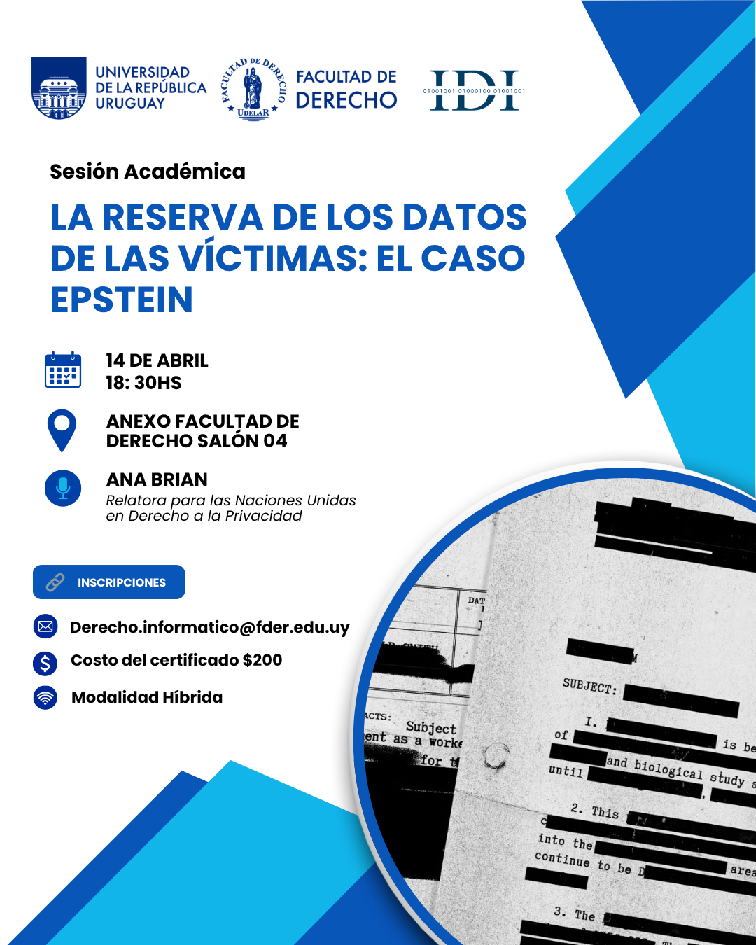 afiche informando de la actividad del Instituto de Derecho Informático