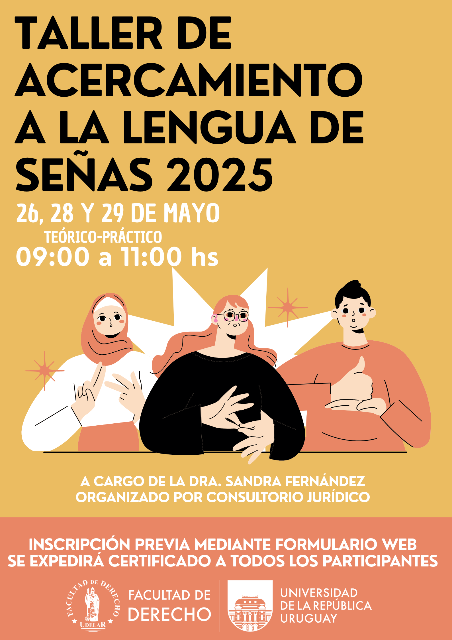 Afiche: Taller de acercamiento a lengua de señas 2025