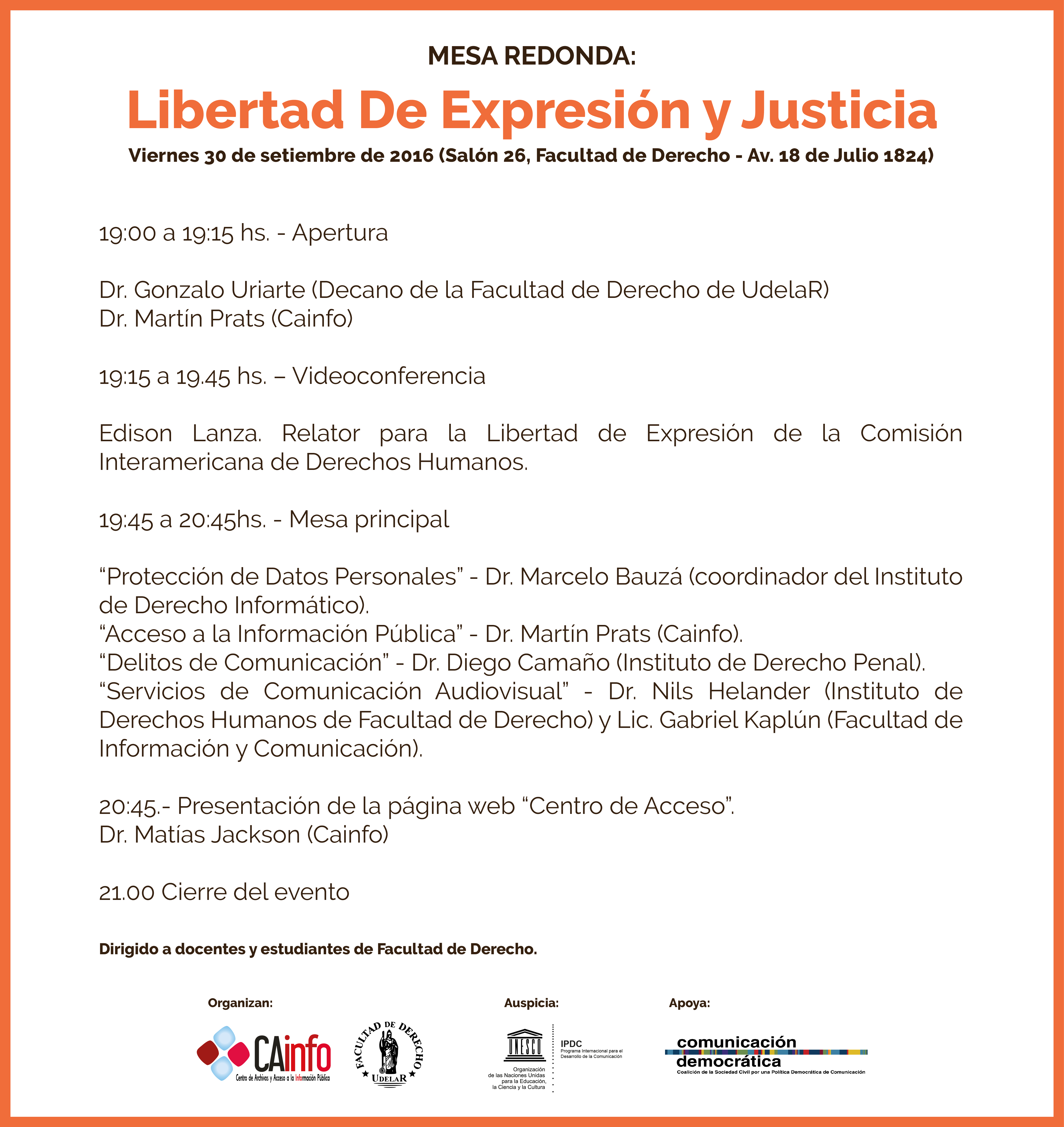 Mesa redonda sobre libertad de expresión y justicia