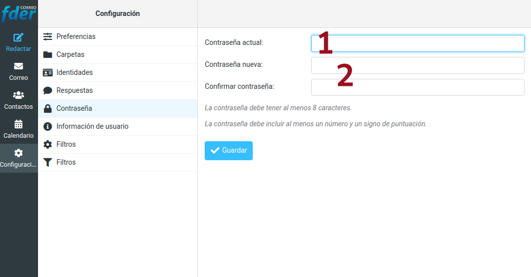 Tutorial para realizar cambio de contraseña en el Correofder.