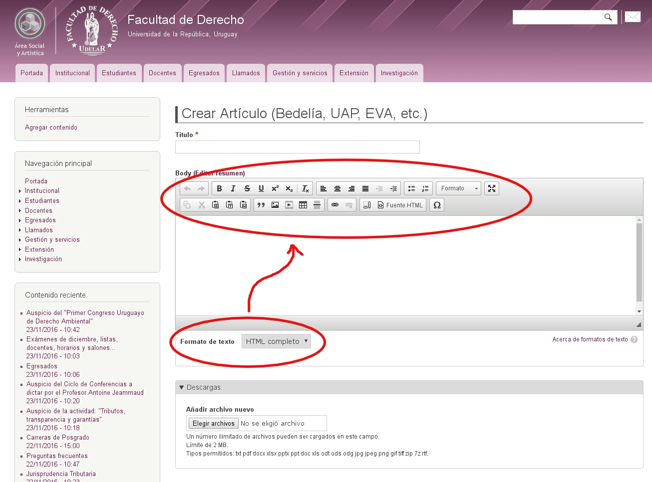 Tutorial de edición del sitio web